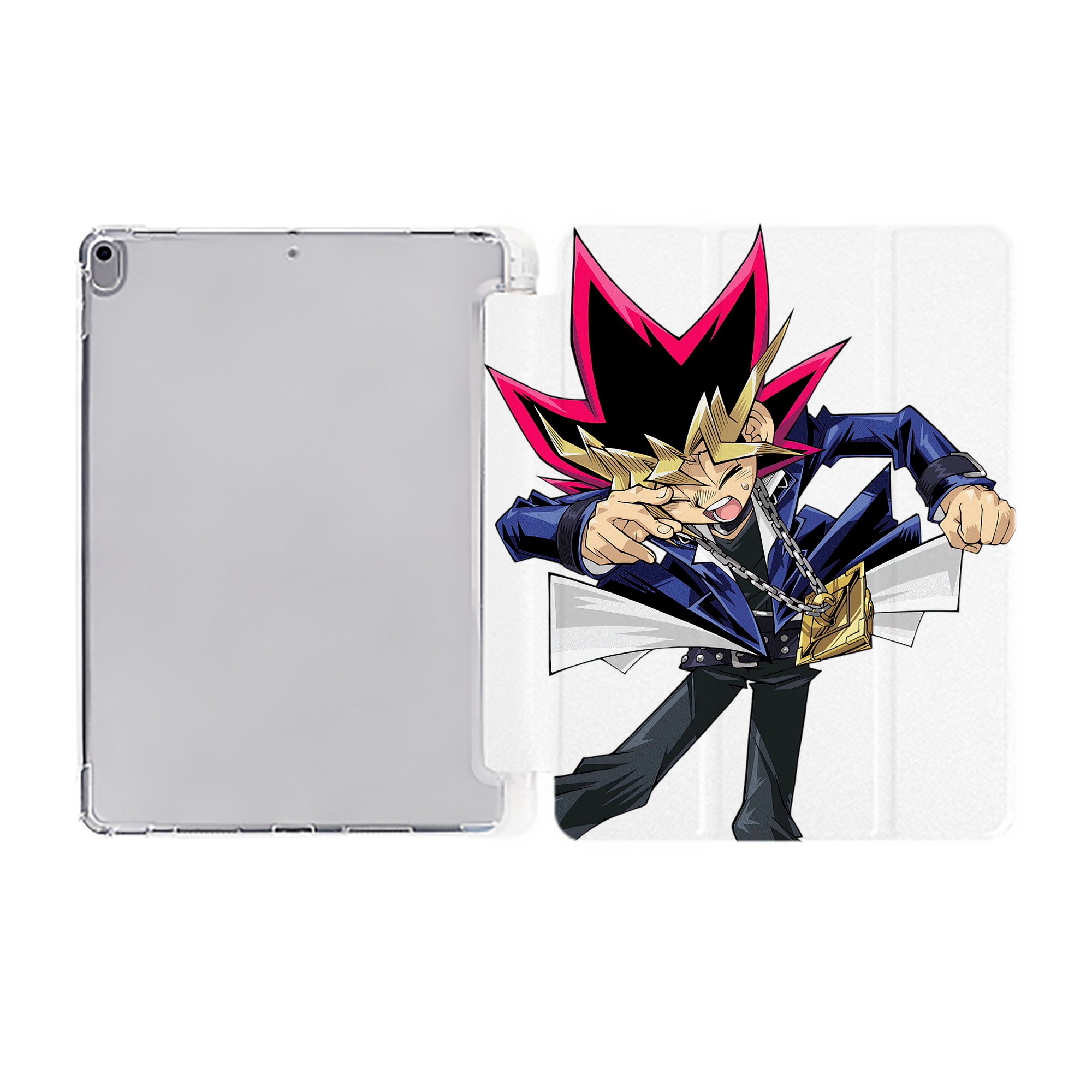 （画像用） 遊☆戯☆王 Yu-Gi-Oh! IPad ケース ペン収納付き 三つ折りスタンド PUレザー×シリコン 対応機種9.5/10.5/10.9インチ